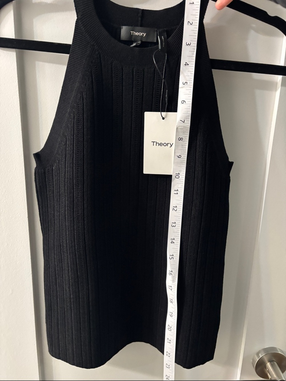 Theory Black Crepe Ribbed Halter Shell Top - Picture 5 of 5